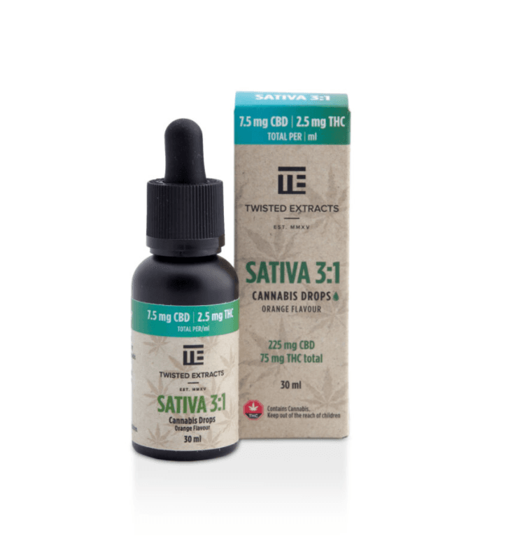 Twisted Extracts Oil Drops Sativa 3:1 - Orange (225mg CBD + 75mg THC – 30ml) strain buy weed online cheap weed online dispensary mail order marijuana