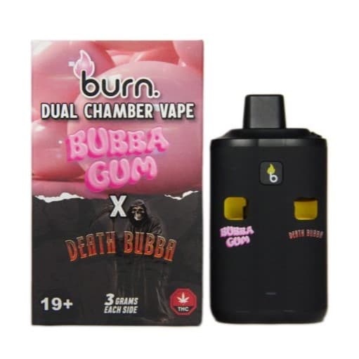 Burn 6 Gram Dual Chamber Disposable Vape (3+3 Gram) — Bubba Gum + Death Bubba