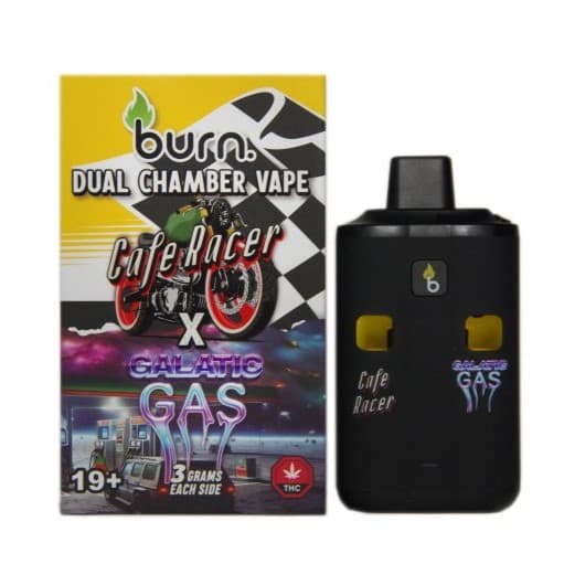 Burn 6 Gram Dual Chamber Disposable Vape (3+3 Gram) — Cafe Racer + Galactic Gas