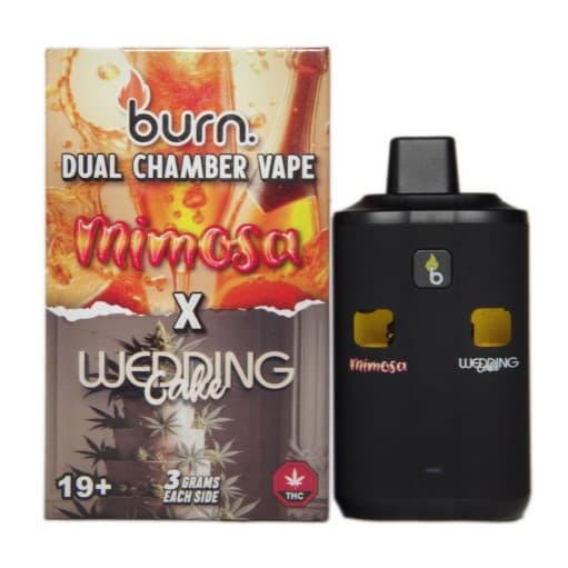 Burn 6 Gram Dual Chamber Disposable Vape (3+3 Gram) — Mimosa + Wedding Cake