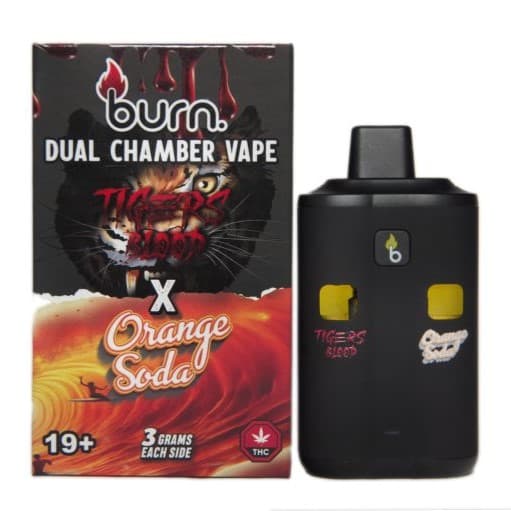 Burn 6 Gram Dual Chamber Disposable Vape (3+3 Gram) — Tiger Blood + Orange Soda