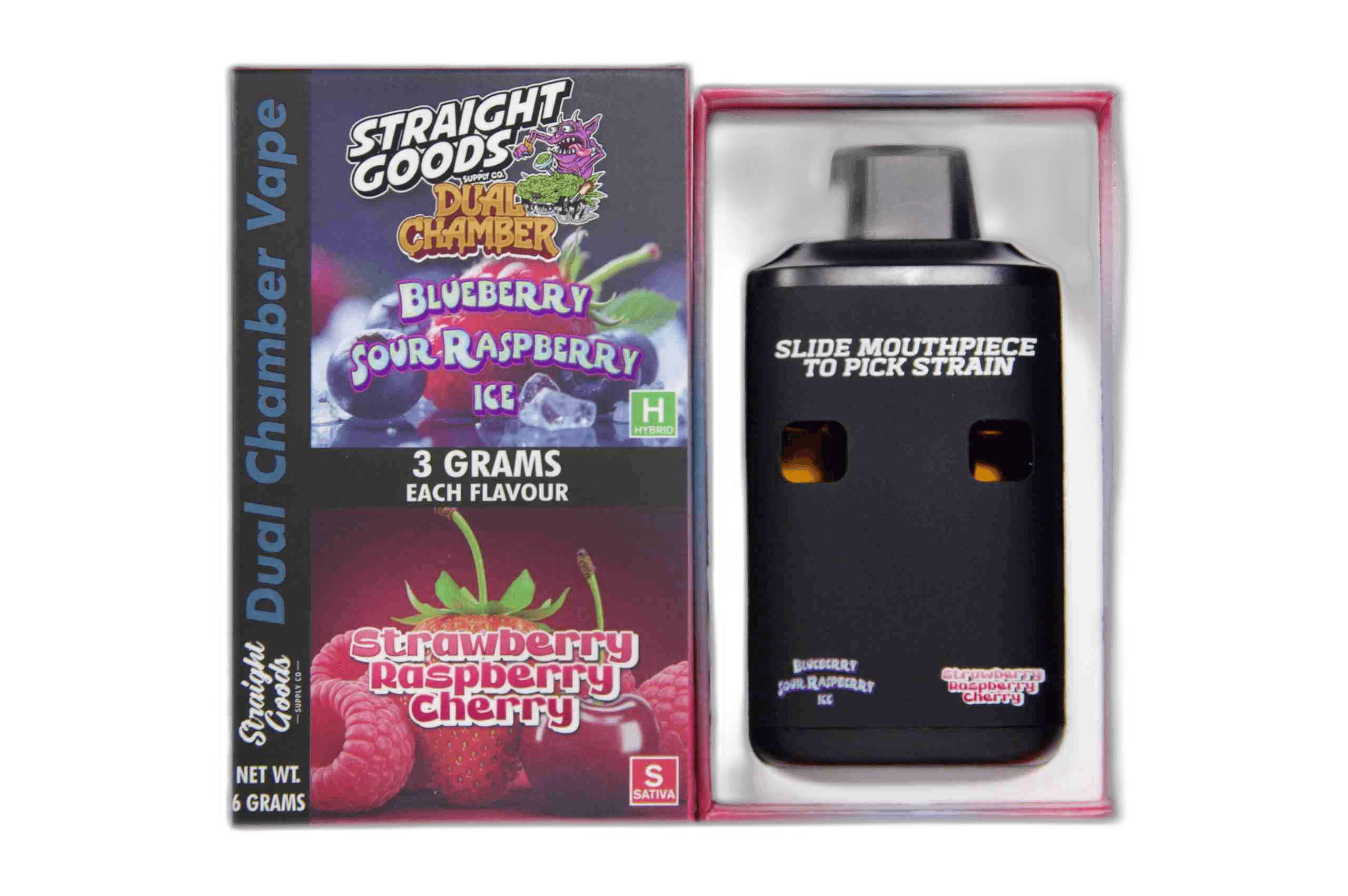 Straight Goods Supply Co Vape (3 Grams + 3 Grams) — Blueberry Sour Raspberry Ice + Strawberry Raspberry Cherry