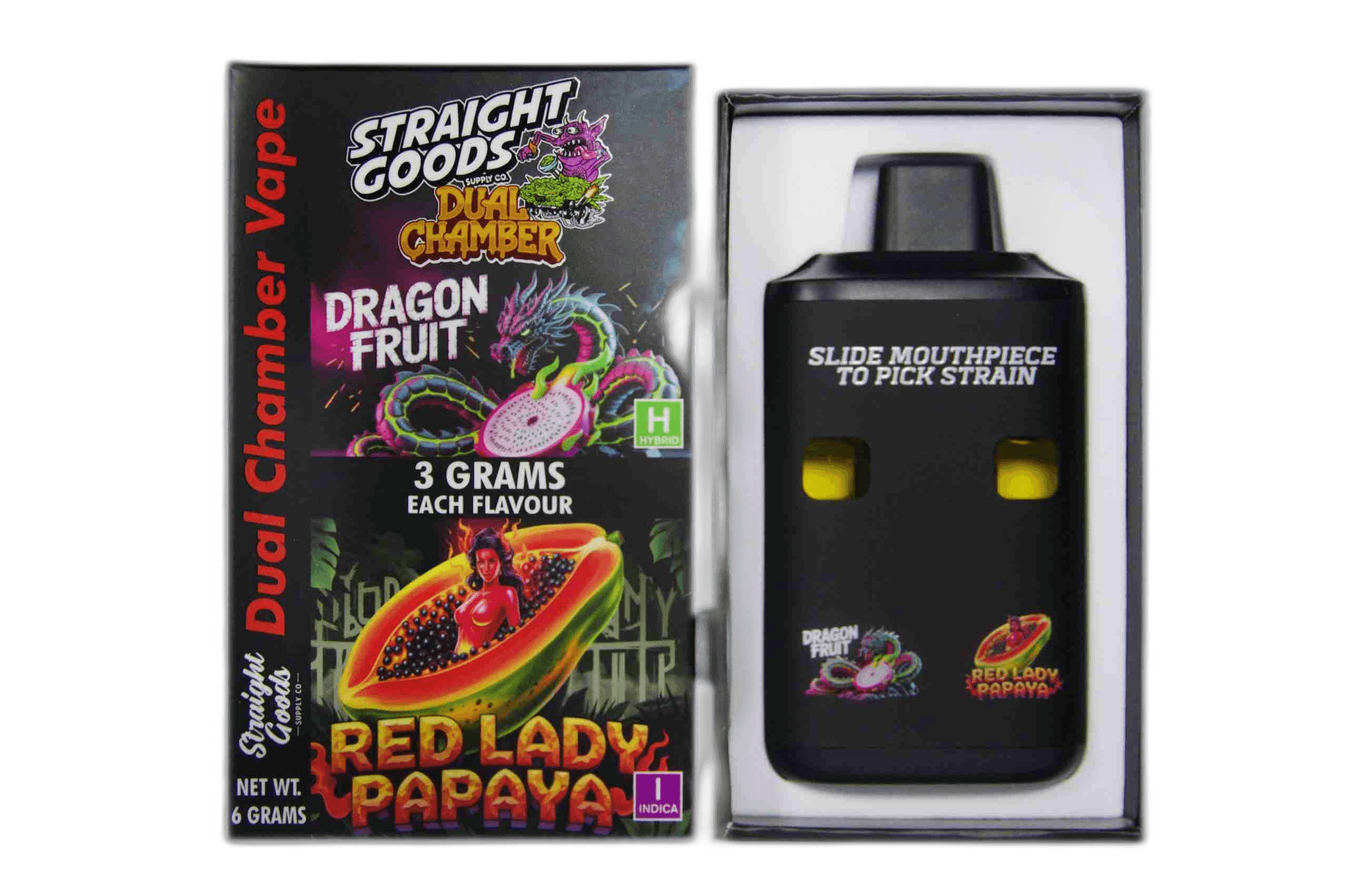 Straight Goods Supply Co Vape (3 Grams + 3 Grams) — Dragon Fruit + Red Lady Papaya