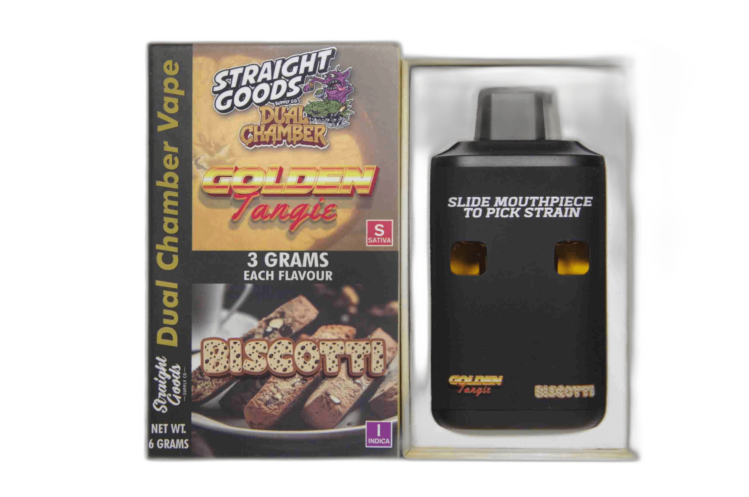 Straight Goods Supply Co Vape (3 Grams + 3 Grams) — Golden Tangie + Biscotti