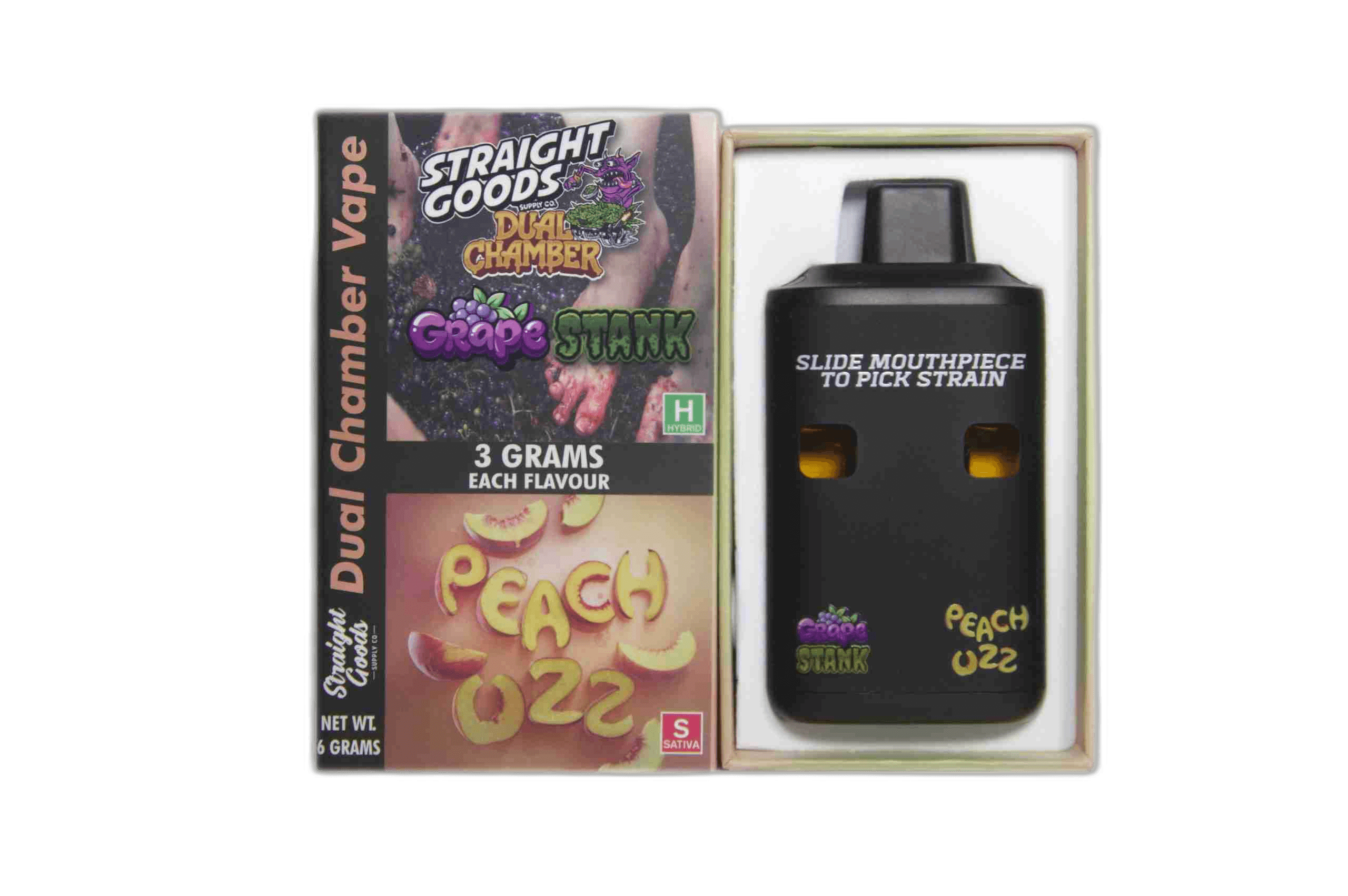 Straight Goods Supply Co Vape (3 Grams + 3 Grams) — Grape Stank + Peach Ozz