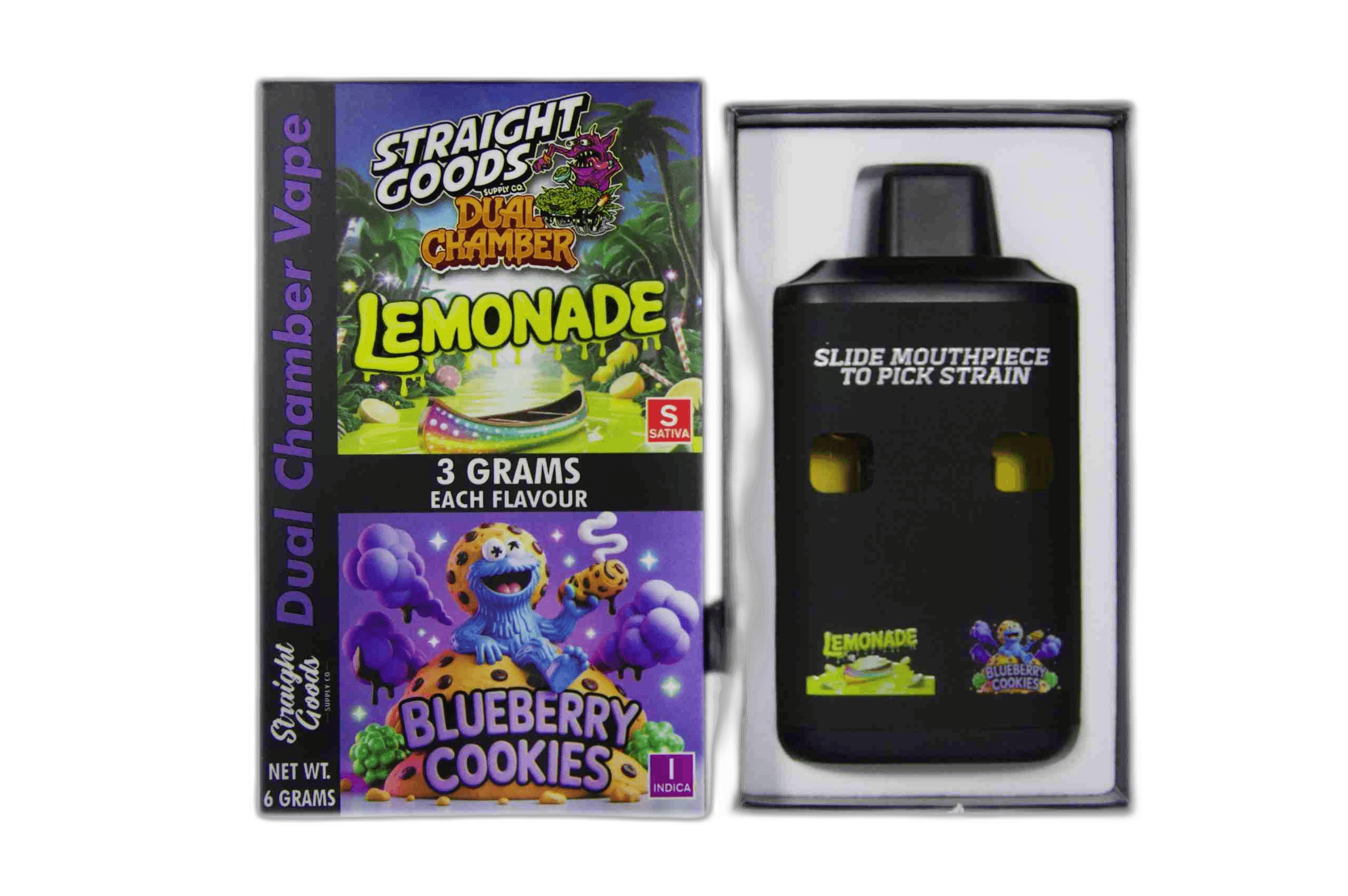 Straight Goods Supply Co Vape (3 Grams + 3 Grams) — Lemonade + Blueberry Cookies