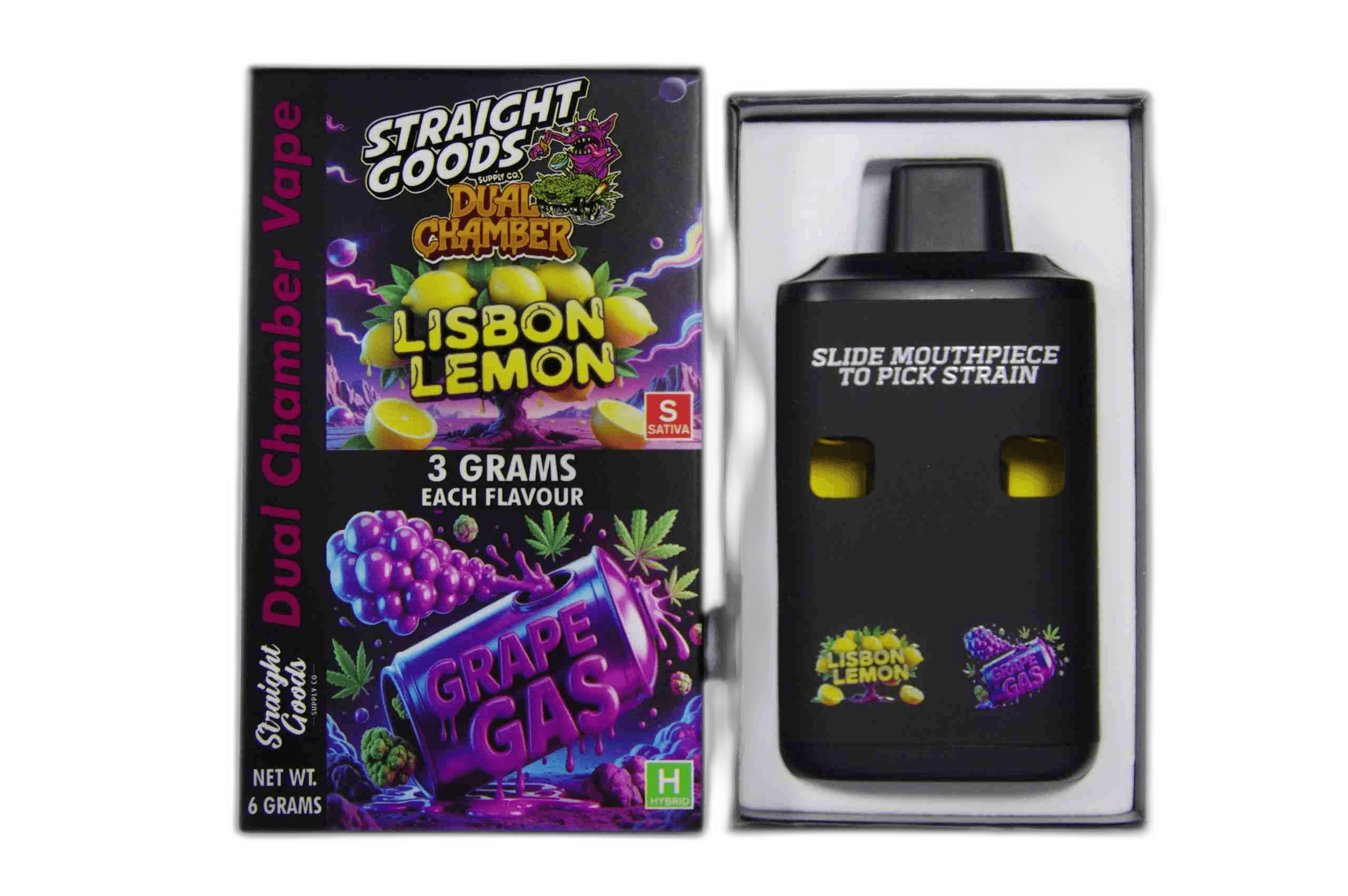 Straight Goods Supply Co Vape (3 Grams + 3 Grams) — Lisbon Lemon + Grape Gas