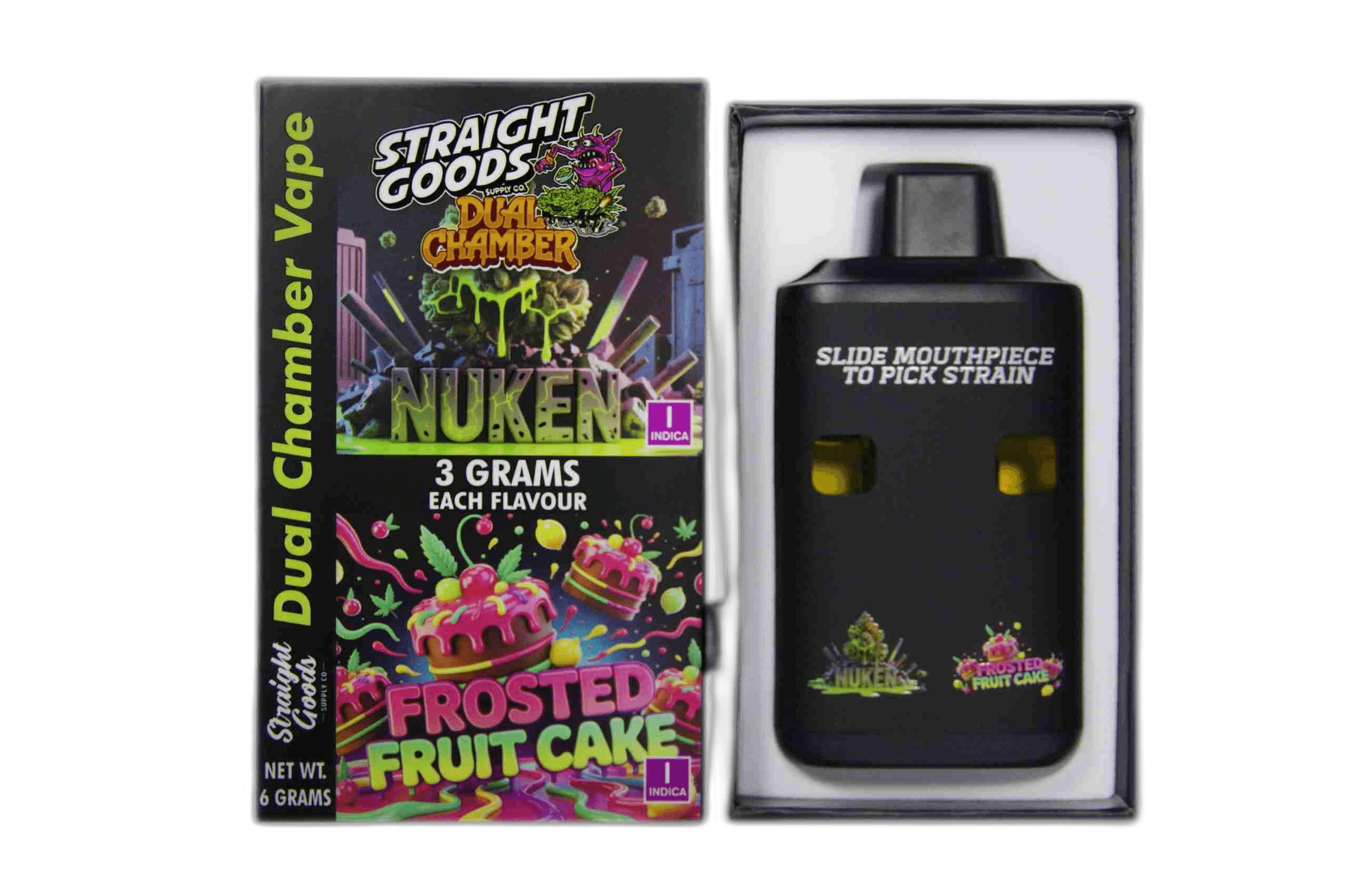 Straight Goods Supply Co Vape (3 Grams + 3 Grams) — Nuken + Frosted Fruit Cake
