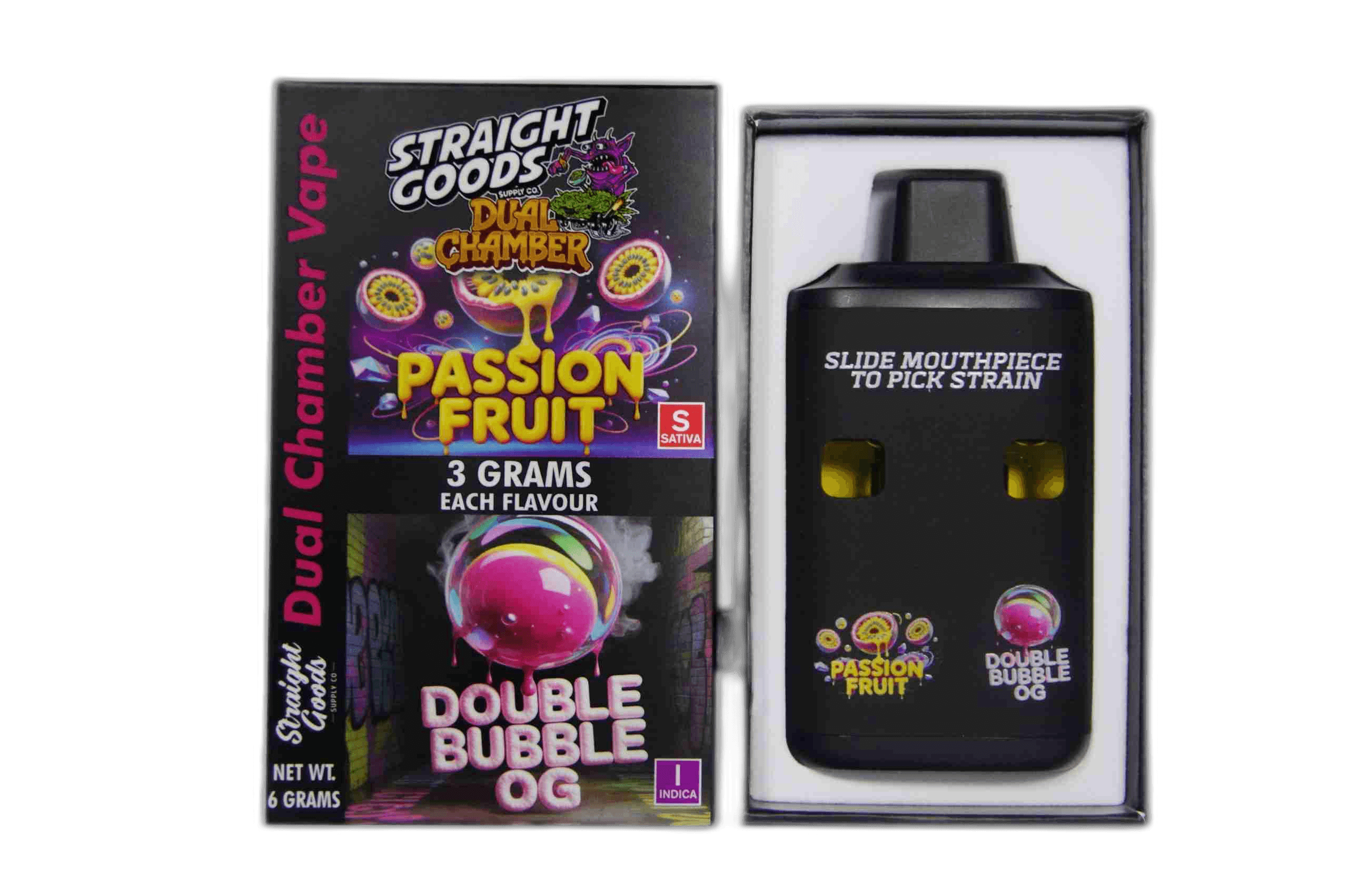 Straight Goods Supply Co Vape (3 Grams + 3 Grams) — Passion Fruit + Double Bubble OG