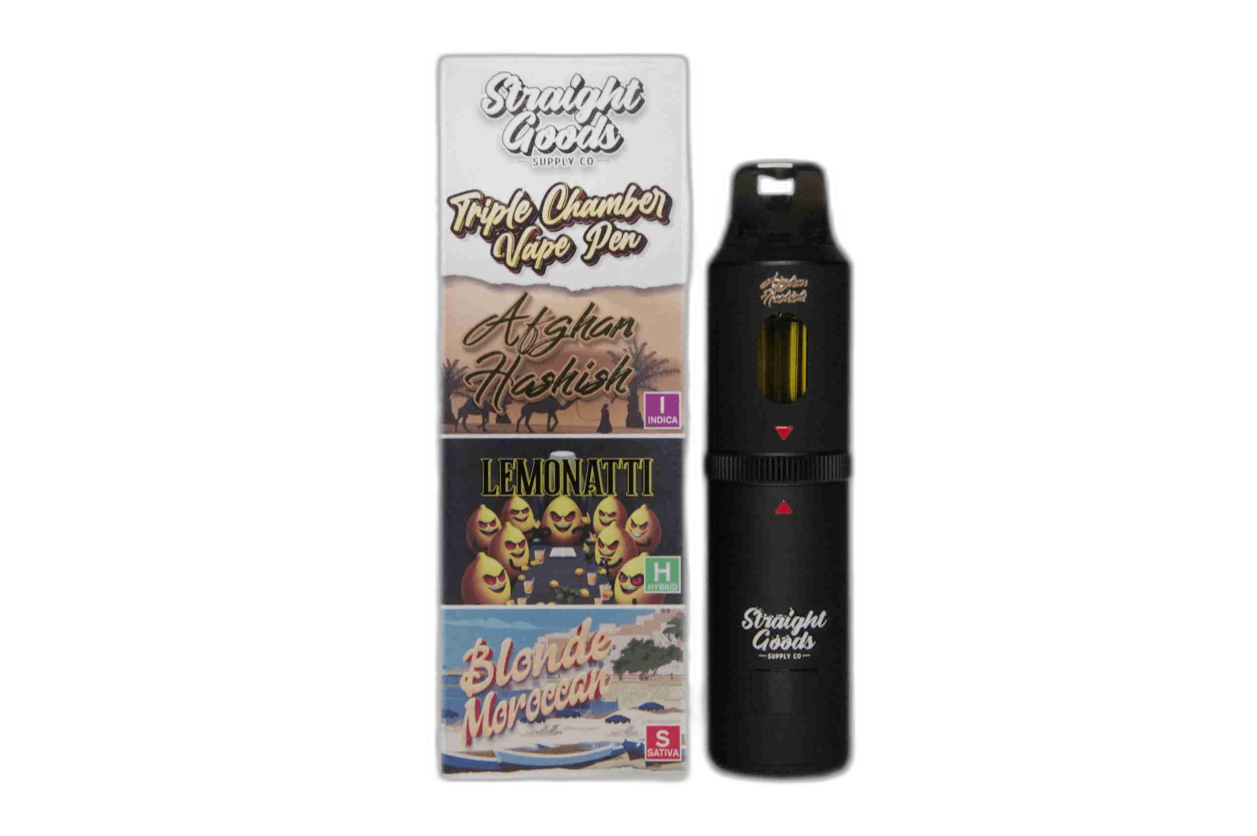 Straight Goods Supply Co Vape (3 Grams + 3 Grams + 3 Gram) — Afghan Hashish + Lemonatti + Blonde Moroccan