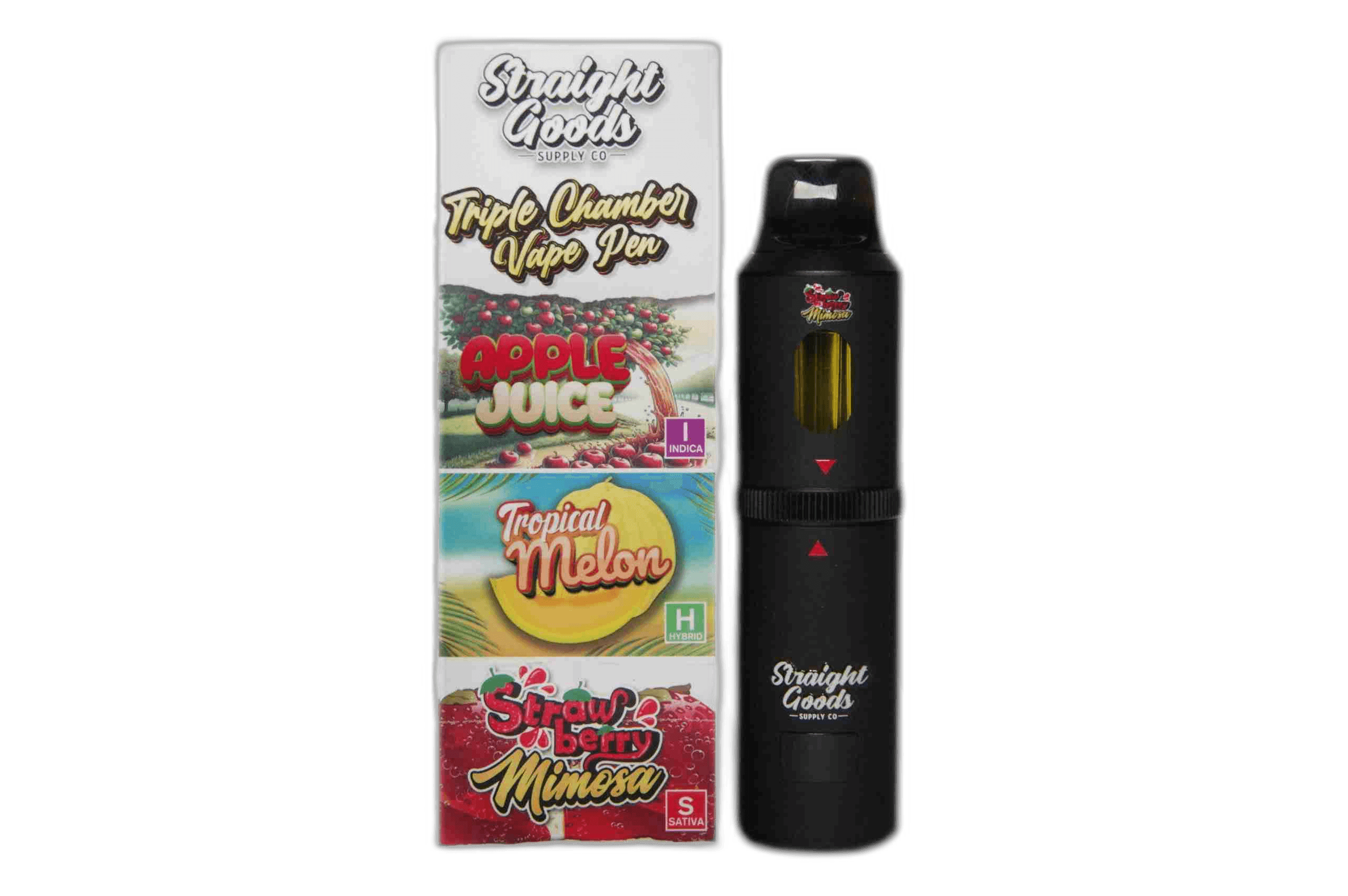 Straight Goods Supply Co Vape (3 Grams + 3 Grams + 3 Gram) — Apple Juice + Tropical Melon + Strawberry Mimosa