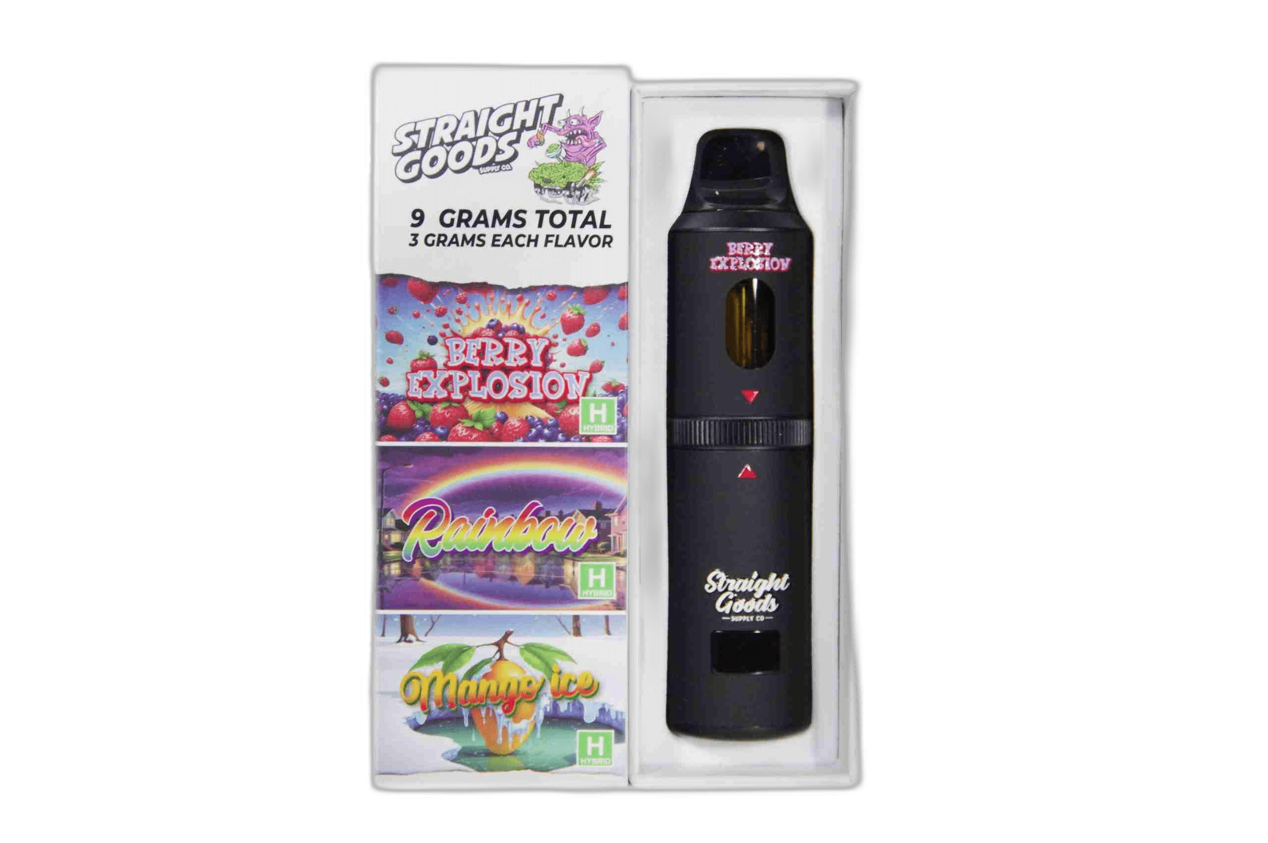 Straight Goods Supply Co Vape (3 Grams + 3 Grams + 3 Gram) — Berry Explosion + Rainbow + Mango Ice