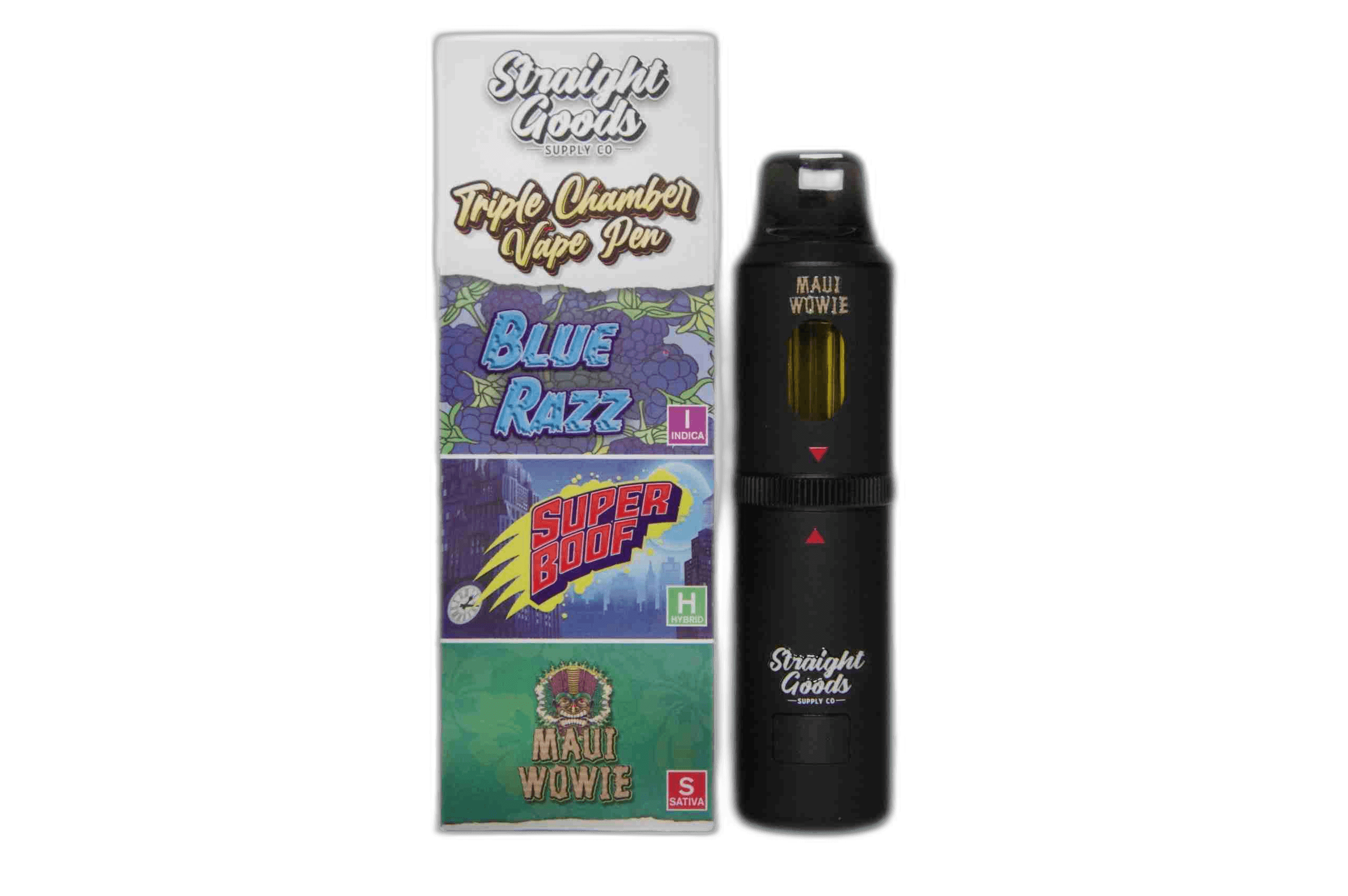 Straight Goods Supply Co Vape (3 Grams + 3 Grams + 3 Gram) — Blue Raz + Super Boof + Maui Wowie