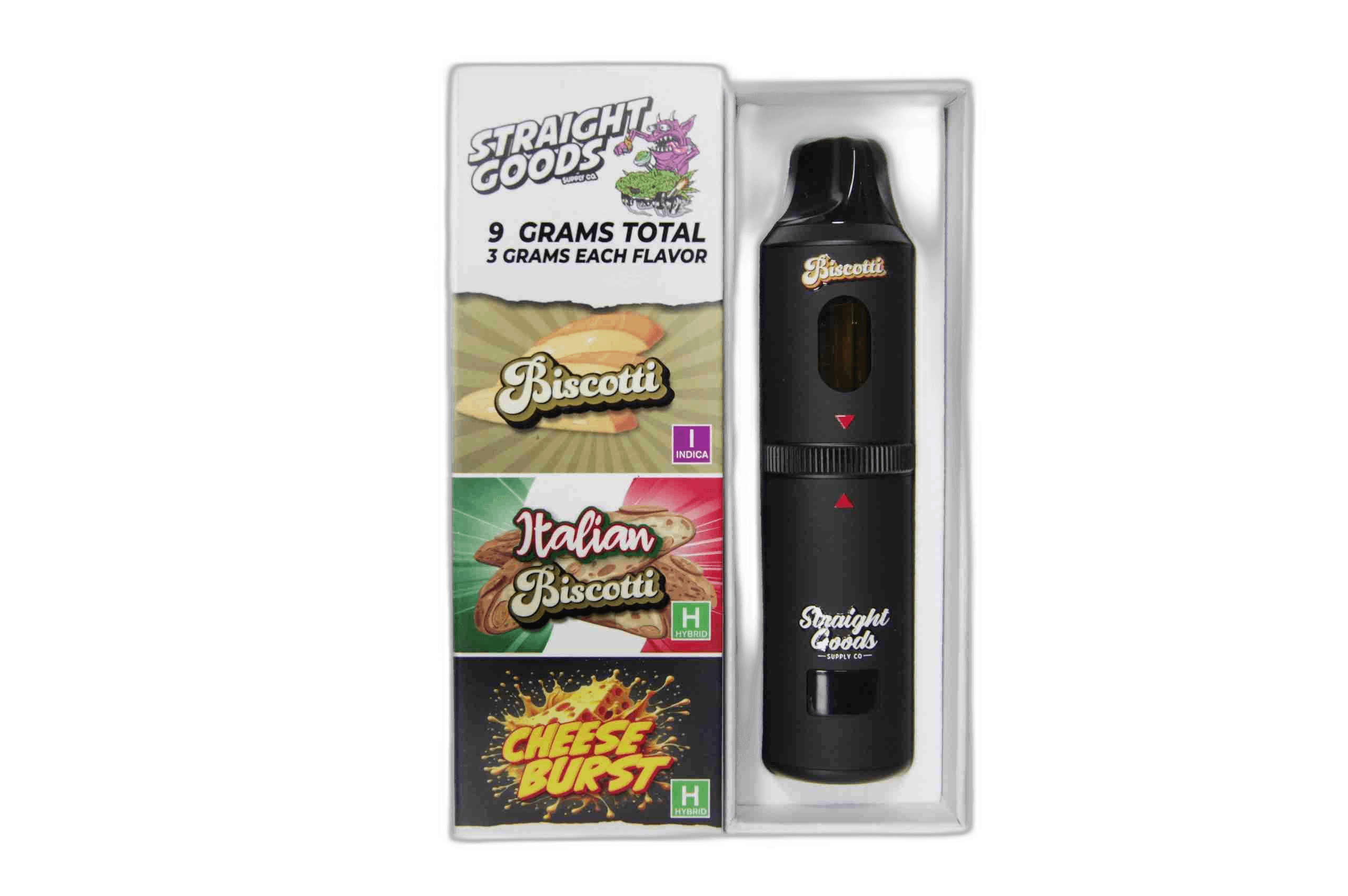 Straight Goods Supply Co Vape (3 Grams + 3 Grams + 3 Gram) — Cheese + Italian Biscotti + Biscotti
