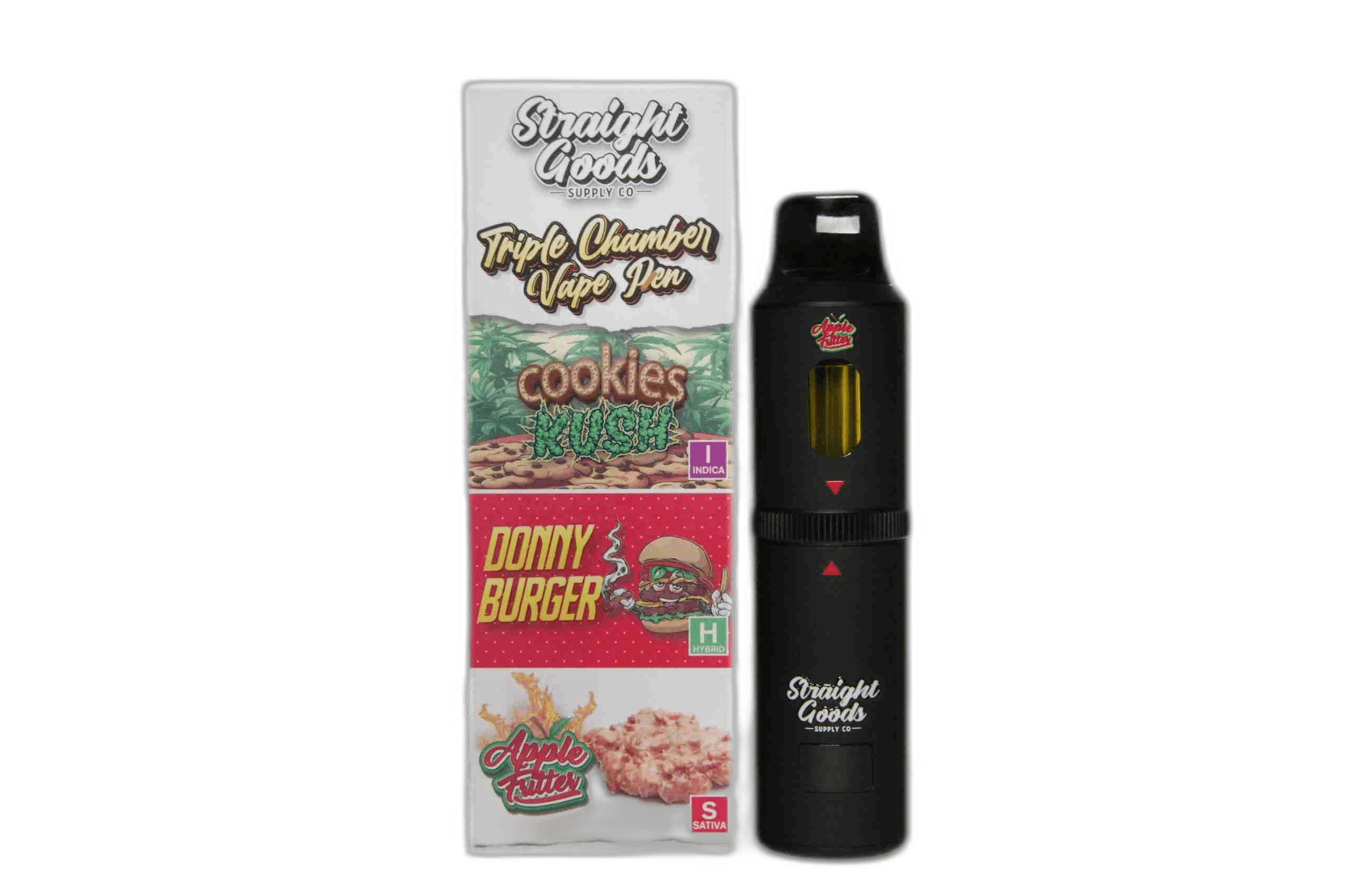 Straight Goods Supply Co Vape (3 Grams + 3 Grams + 3 Gram) — Cookies Kush + Donny Burger + Apple Fritter