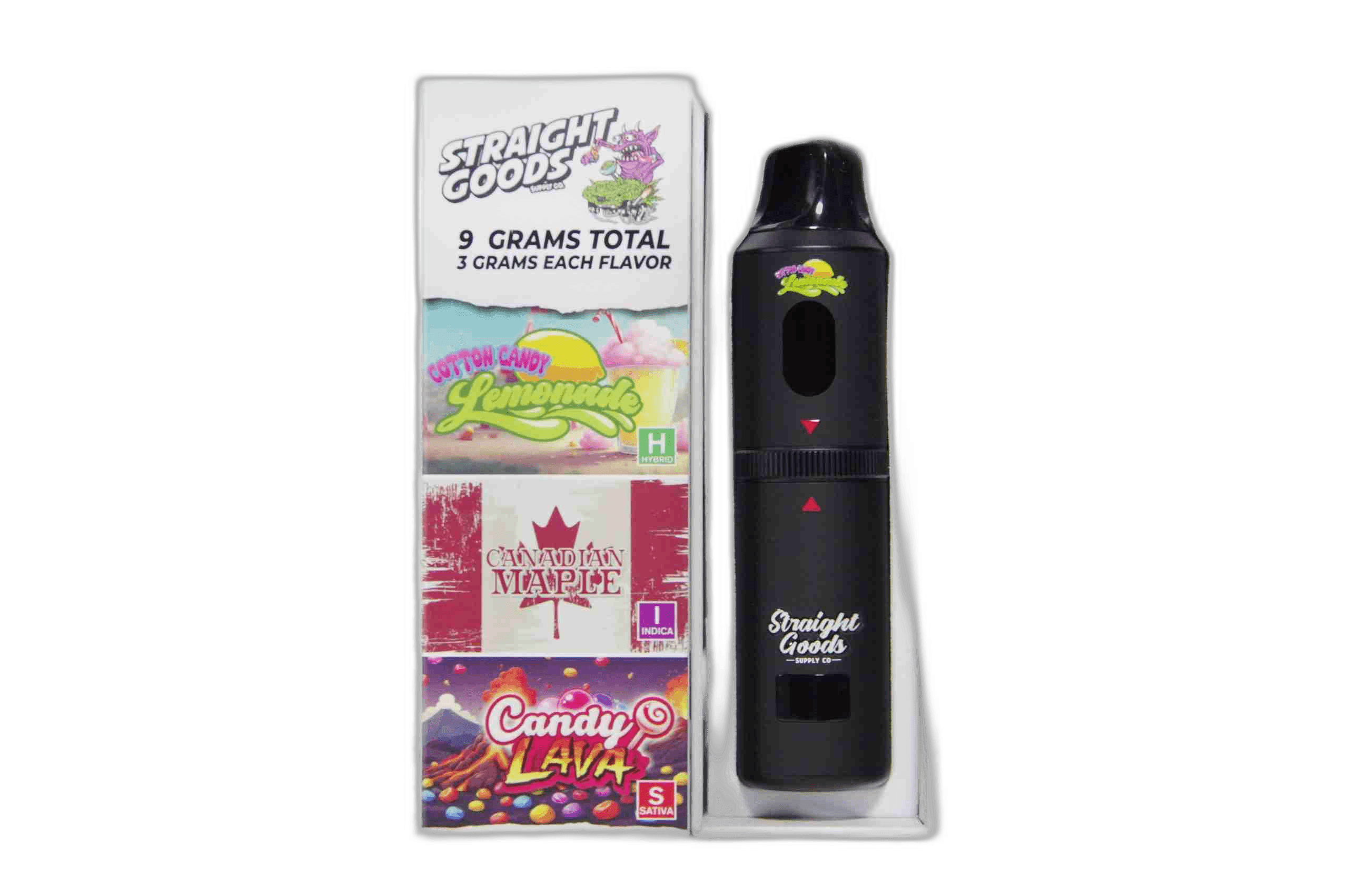 Straight Goods Supply Co Vape (3 Grams + 3 Grams + 3 Gram) — Cotton Candy Lemonade + Canadian Maple + Candy Lava