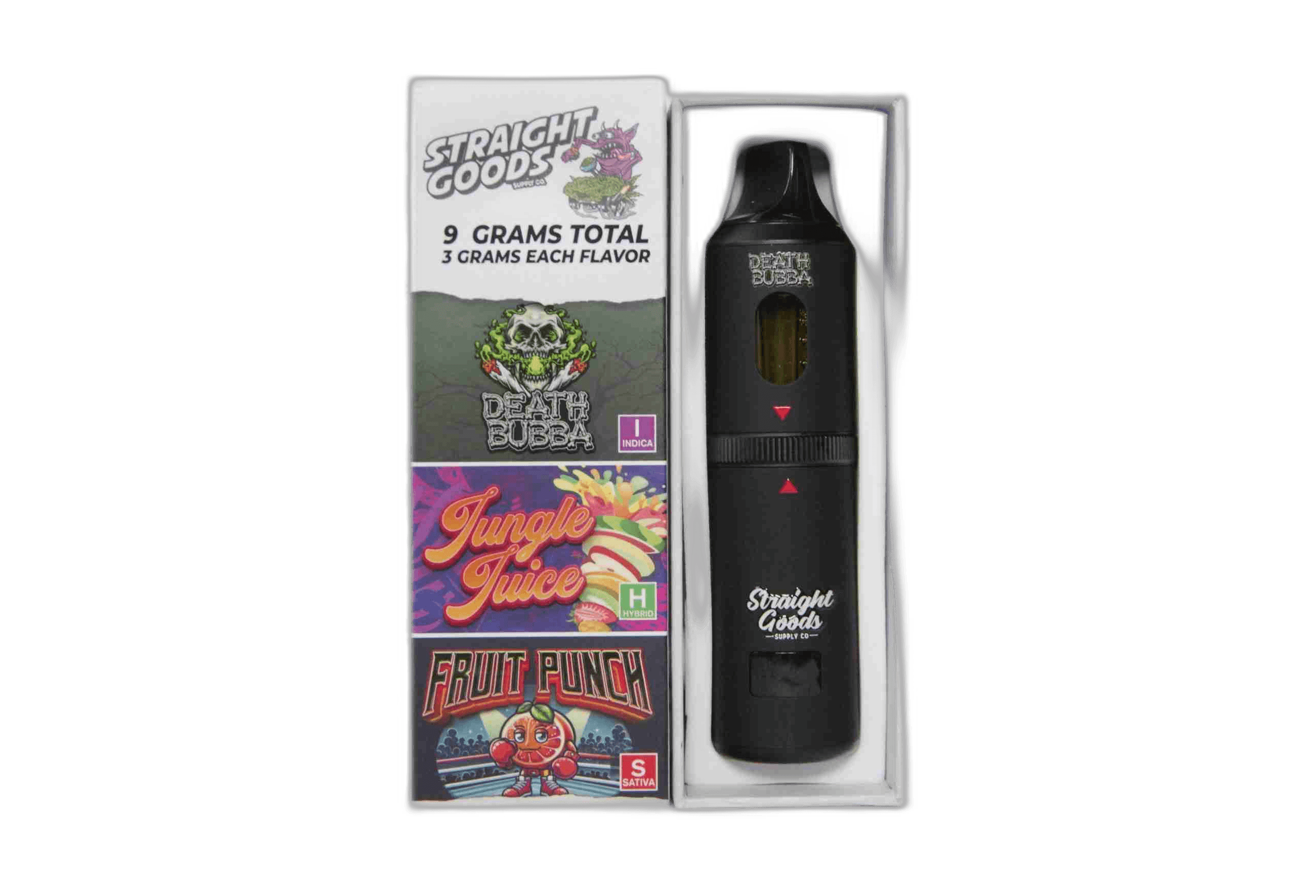 Straight Goods Supply Co Vape (3 Grams + 3 Grams + 3 Gram) — Death Bubba + Fruit Punch + Jungle Juice