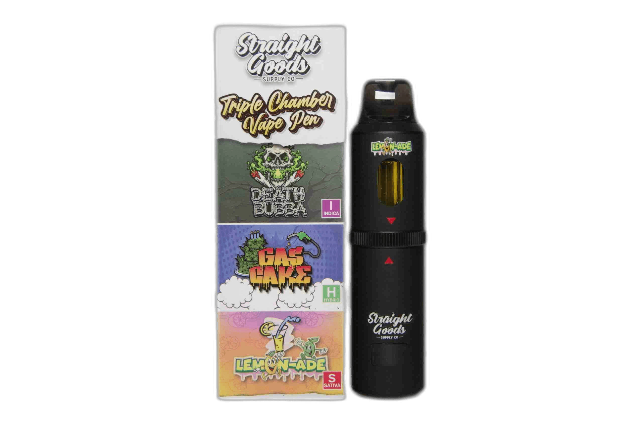Straight Goods Supply Co Vape (3 Grams + 3 Grams + 3 Gram) — Death Bubba + Gas Cake + Lemonade