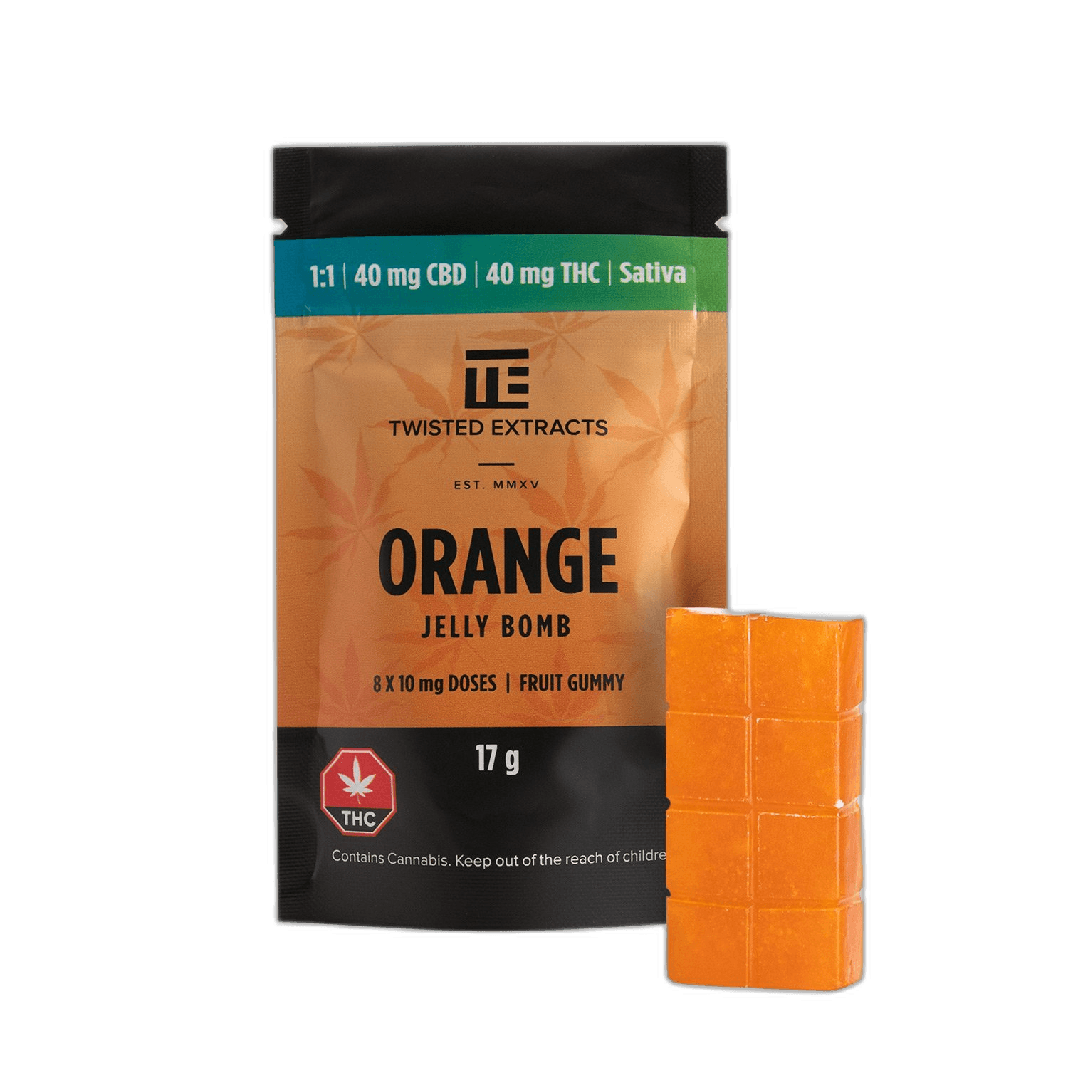 Twisted Extracts 1:1 Jelly Bomb (40mg THC + 40mg CBD) — Orange