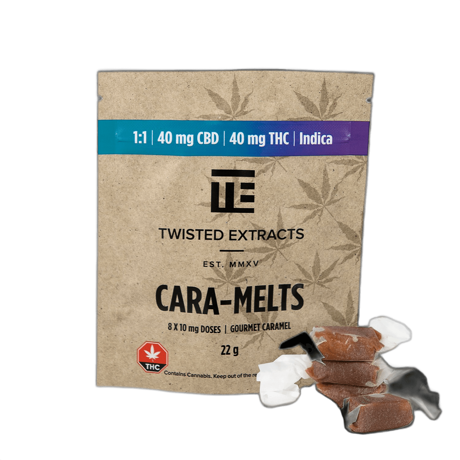 Twisted Extracts Cara-Melts 1:1 (40mg THC + 40mg CBD) — Indica